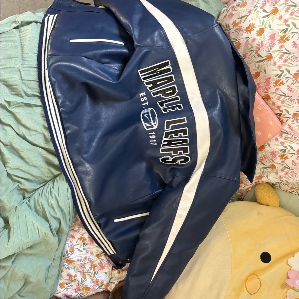 Vintage Blue Maple Leafs Varsity Jacket